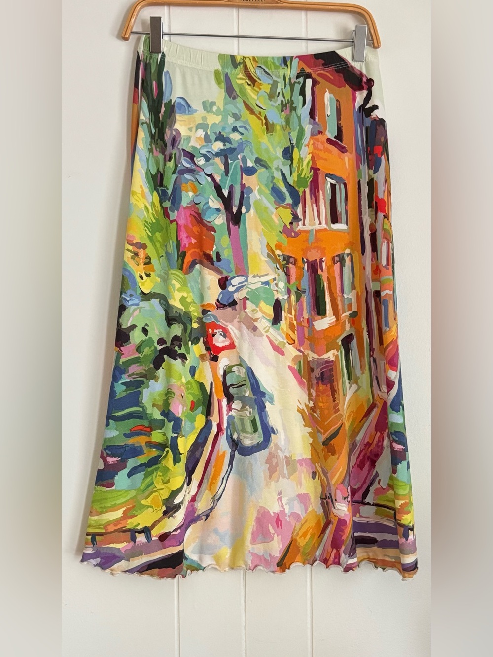 Haystacks Watercolor Art Midi Skirt- made in USA